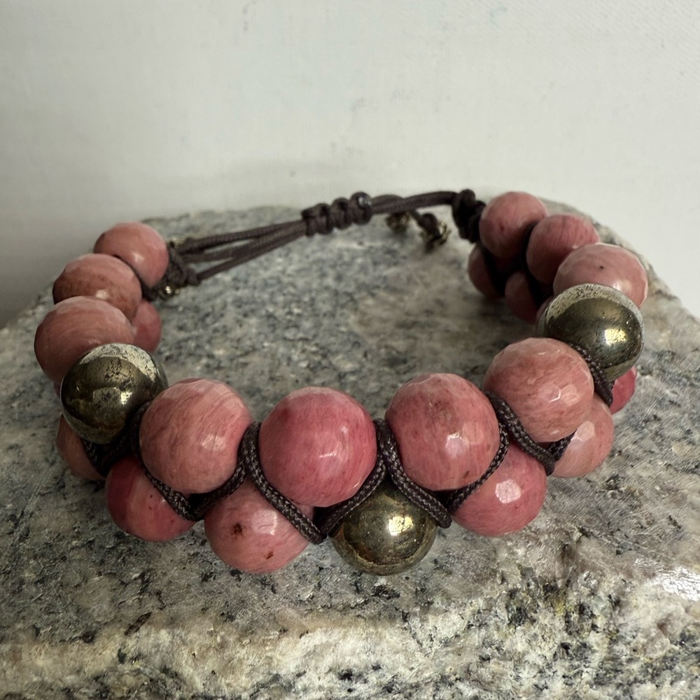 Faceted Rhodonite Beaded Boho Bracelet